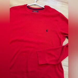 Polo Ralph Lauren Men's Red Waffle
Knit Long sleeve Tee L